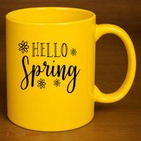 Hello Spring Cute Flower 11oz C Handle Ceramic Mug