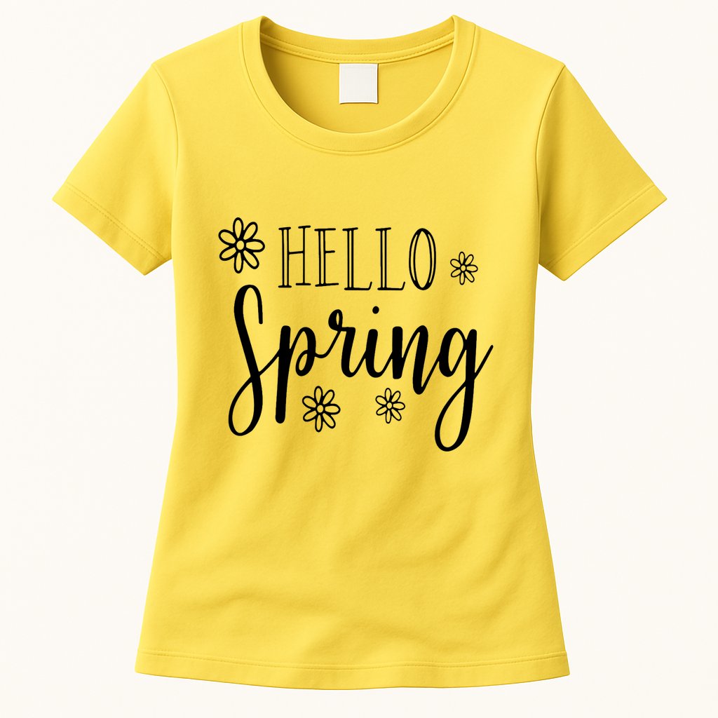 Hello Spring Cute Flower Womens T-Shirt