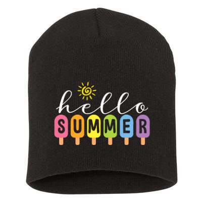 Hello Summer Cool Colorful Popsicle Graphic Summer Vacation Short Acrylic Beanie