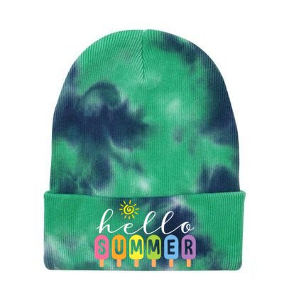 Hello Summer Cool Colorful Popsicle Graphic Summer Vacation Tie Dye 12in Knit Beanie