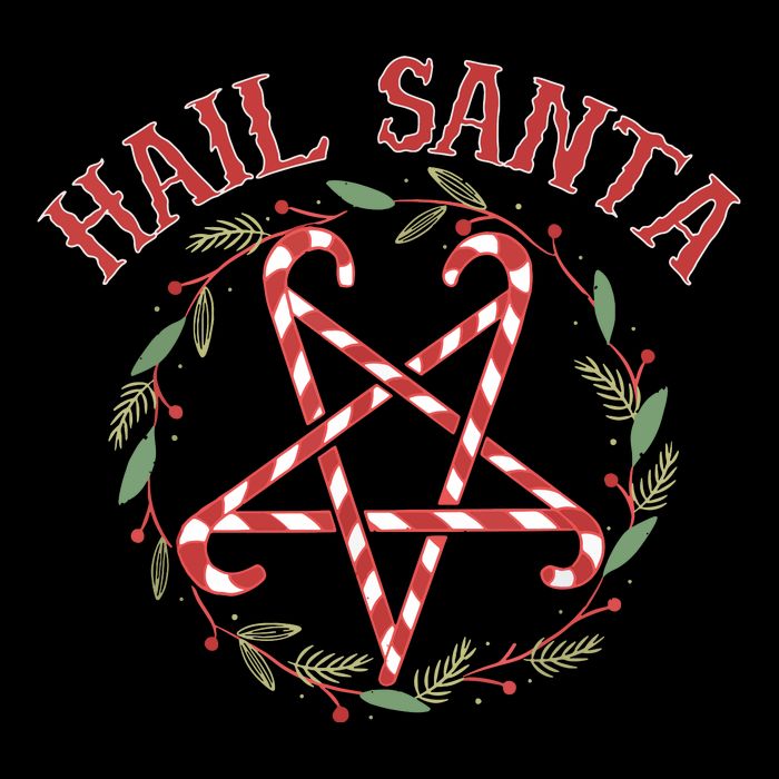 Hail Santa Christmas Krampus Funny Stripe Pom Pom Beanie