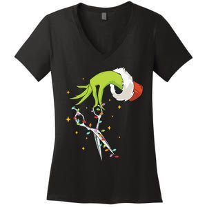 Hair Stylist Christmas Funny Hairdresser Women's V-Neck T-Shirt