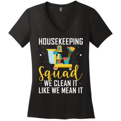 Housekeeping Squad Cleaning Uniforms For Housekeeping Women's V-Neck T-Shirt