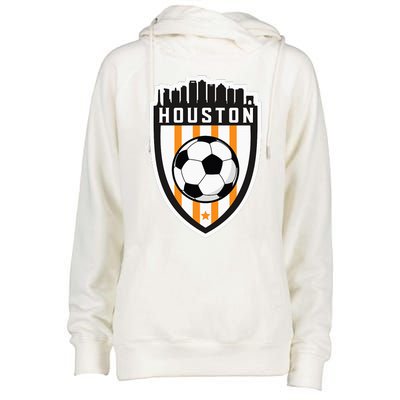 Houston Soccer City Skyline Futbol Club Match Day Fan Womens Funnel Neck Pullover Hood