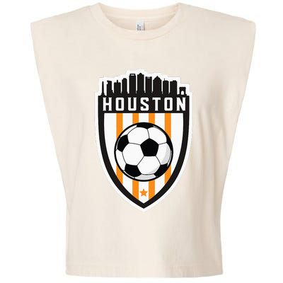 Houston Soccer City Skyline Futbol Club Match Day Fan Garment-Dyed Women's Muscle Tee