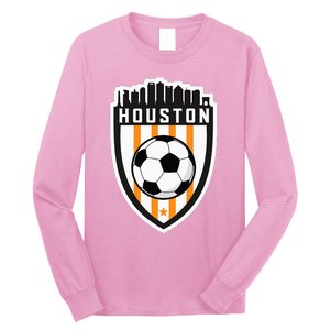 Houston Soccer City Skyline Futbol Club Match Day Fan Long Sleeve Shirt