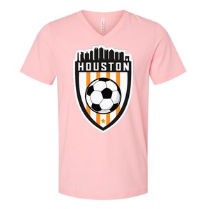 Houston Soccer City Skyline Futbol Club Match Day Fan V-Neck T-Shirt