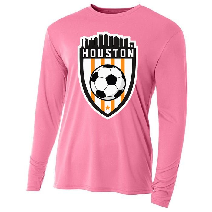 Houston Soccer City Skyline Futbol Club Match Day Fan Cooling Performance Long Sleeve Crew