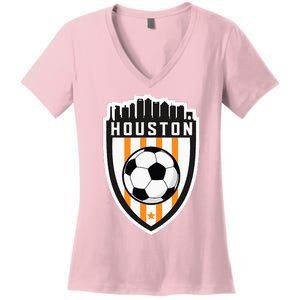 Houston Soccer City Skyline Futbol Club Match Day Fan Women's V-Neck T-Shirt