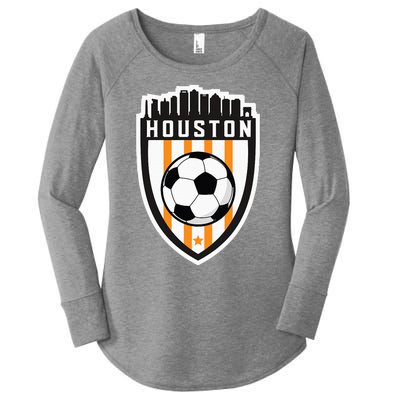 Houston Soccer City Skyline Futbol Club Match Day Fan Women's Perfect Tri Tunic Long Sleeve Shirt