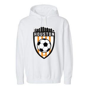 Houston Soccer City Skyline Futbol Club Match Day Fan Garment-Dyed Fleece Hoodie