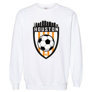 Houston Soccer City Skyline Futbol Club Match Day Fan Garment-Dyed Sweatshirt