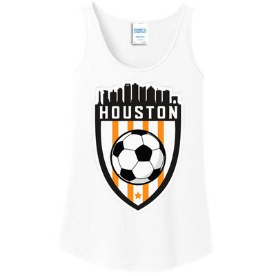 Houston Soccer City Skyline Futbol Club Match Day Fan Ladies Essential Tank