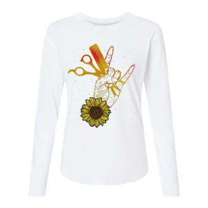 Hairstylist Sunflower Design Hippie Hair Salon Womens Cotton Relaxed Long Sleeve T-Shirt