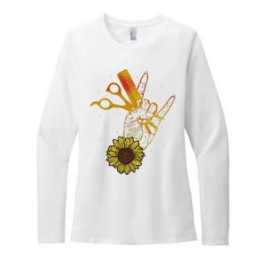 Hairstylist Sunflower Design Hippie Hair Salon Womens CVC Long Sleeve Shirt