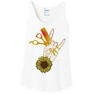 Hairstylist Sunflower Design Hippie Hair Salon Ladies Essential Tank