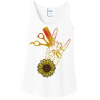 Hairstylist Sunflower Design Hippie Hair Salon Ladies Essential Tank