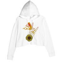 Hairstylist Sunflower Design Hippie Hair Salon Crop Fleece Hoodie