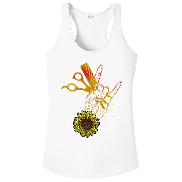 Hairstylist Sunflower Design Hippie Hair Salon Ladies PosiCharge Competitor Racerback Tank