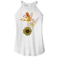 Hairstylist Sunflower Design Hippie Hair Salon Women's Perfect Tri Rocker Tank