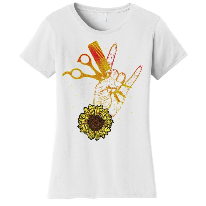 Hairstylist Sunflower Design Hippie Hair Salon Women's T-Shirt