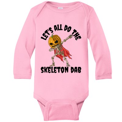 Halloween Skeleton Dabbing Jack O Lantern Dance Pumpkin Dab Gift Baby Long Sleeve Bodysuit