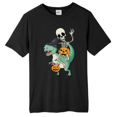 Halloween Skeleton Dinosaur Gift Pumpkin TRex Gift Tall Fusion ChromaSoft Performance T-Shirt