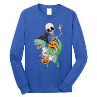 Halloween Skeleton Dinosaur Gift Pumpkin TRex Gift Long Sleeve Shirt