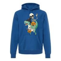 Halloween Skeleton Dinosaur Gift Pumpkin TRex Gift Premium Hoodie