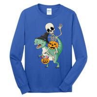 Halloween Skeleton Dinosaur Gift Pumpkin TRex Gift Tall Long Sleeve T-Shirt