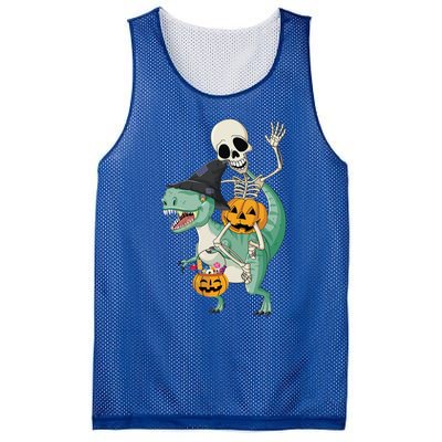 Halloween Skeleton Dinosaur Gift Pumpkin TRex Gift Mesh Reversible Basketball Jersey Tank