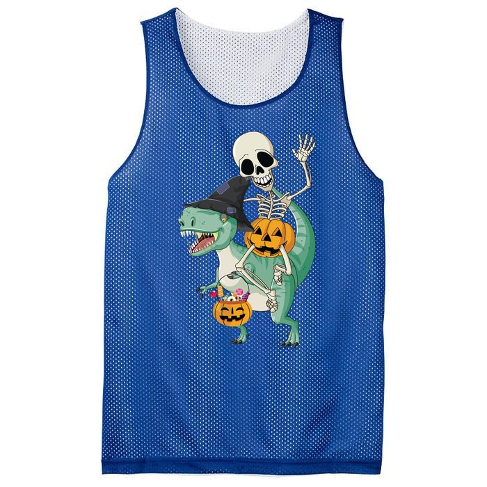 Halloween Skeleton Dinosaur Gift Pumpkin TRex Gift Mesh Reversible Basketball Jersey Tank