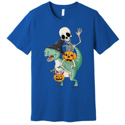 Halloween Skeleton Dinosaur Gift Pumpkin TRex Gift Premium T-Shirt