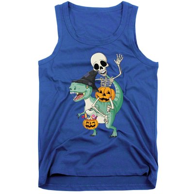 Halloween Skeleton Dinosaur Gift Pumpkin TRex Gift Tank Top