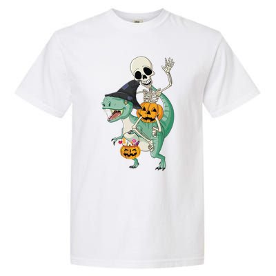 Halloween Skeleton Dinosaur Gift Pumpkin TRex Gift Garment-Dyed Heavyweight T-Shirt