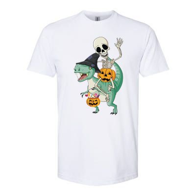 Halloween Skeleton Dinosaur Gift Pumpkin TRex Gift Softstyle CVC T-Shirt