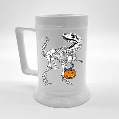 Halloween Skeleton Dinosaur Trex Halloween Funny Gift Beer Stein