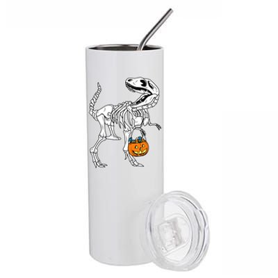 Halloween Skeleton Dinosaur Trex Halloween Funny Gift Stainless Steel Tumbler