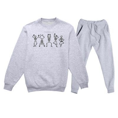 Halloween Skeletons Dancing Funny Costume Premium Crewneck Sweatsuit Set