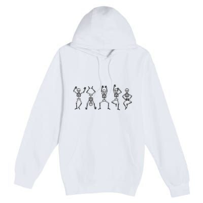 Halloween Skeletons Dancing Funny Costume Premium Pullover Hoodie