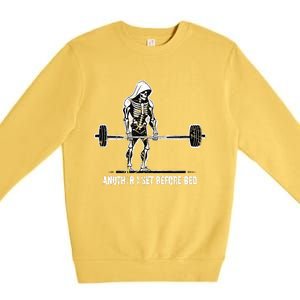 Halloween Skeleton Deadlift Team Healthy Gym Squard Party Premium Crewneck Sweatshirt