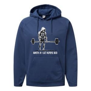 Halloween Skeleton Deadlift Team Healthy Gym Squard Party Performance Fleece Hoodie