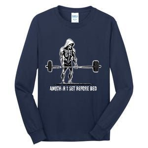 Halloween Skeleton Deadlift Team Healthy Gym Squard Party Tall Long Sleeve T-Shirt