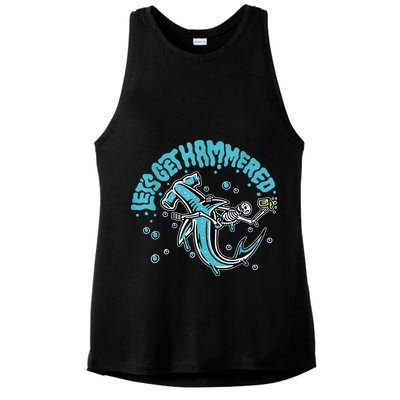 Hammerhead Shark Drinking Pun Let's Get Hammered Party Ladies PosiCharge Tri-Blend Wicking Tank