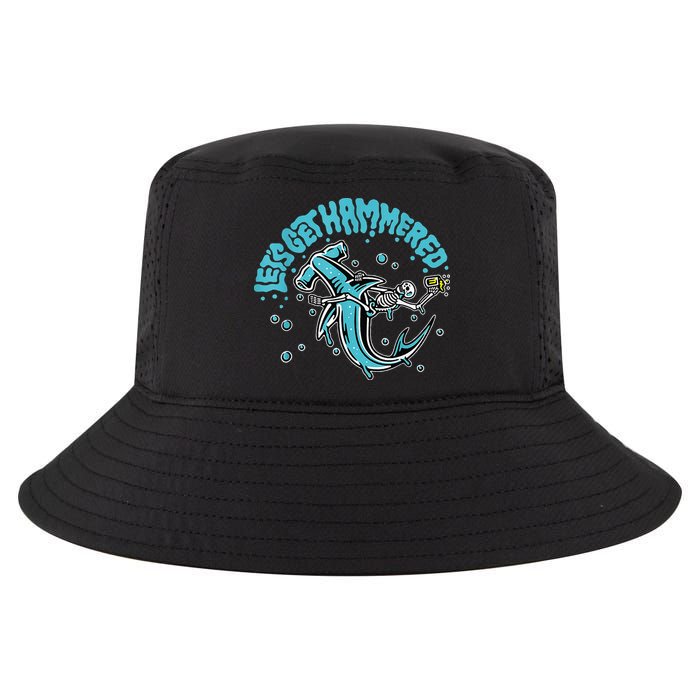 Hammerhead Shark Drinking Pun Let's Get Hammered Party Cool Comfort Performance Bucket Hat