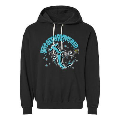 Hammerhead Shark Drinking Pun Let's Get Hammered Party Garment-Dyed Fleece Hoodie