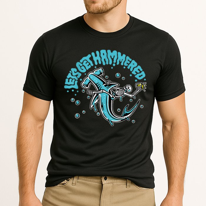 Hammerhead Shark Drinking Pun Let's Get Hammered Party Performance Shirt
