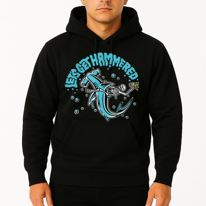 Hammerhead Shark Drinking Pun Let's Get Hammered Party Hoodie
