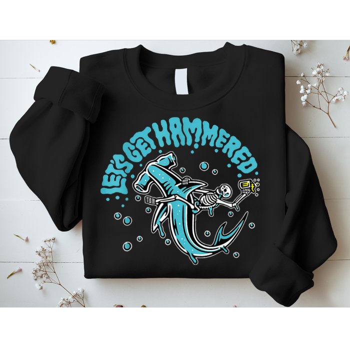 Hammerhead Shark Drinking Pun Let's Get Hammered Party Sweatshirt