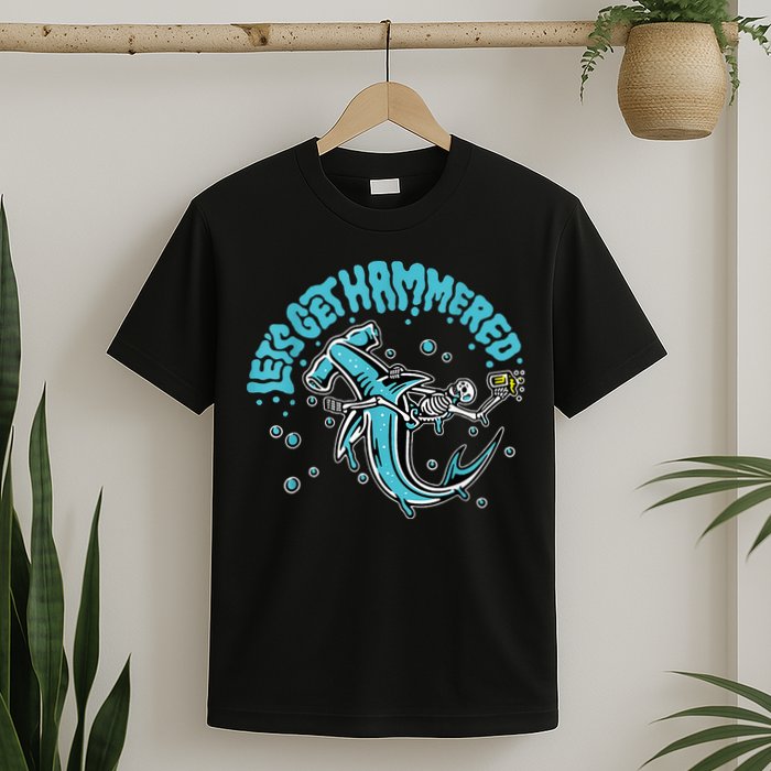 Hammerhead Shark Drinking Pun Let's Get Hammered Party T-Shirt
